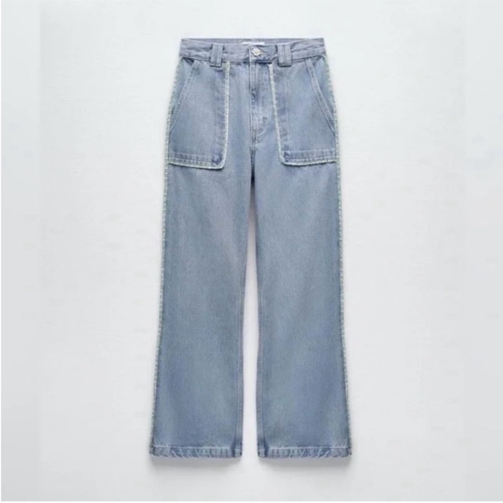 Zara Tweed Trim Jeans - Picture 4 of 9